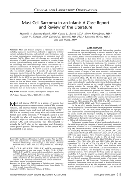 Mast Cell Sarcoma in an Infant: a Case Report and Review of the Literature