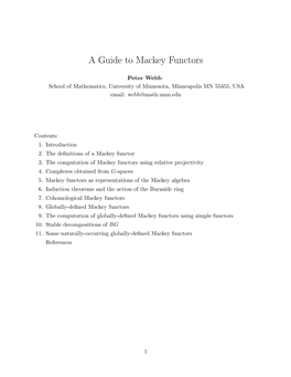 A Guide to Mackey Functors