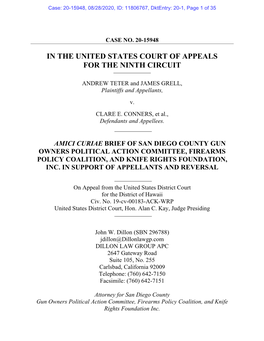 Brief of San Diego County Gun Owners Political Action Committee, Firearms Policy Coalition, and Knife Rights Foundation, Inc