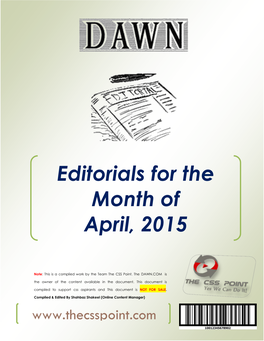 Editorials for the Month of April, 2015