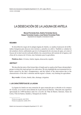 La Desecación De La Laguna De Antela