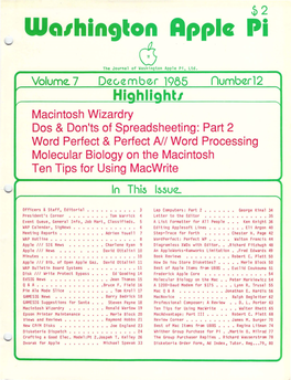 Washington Apple Pi Journal, Decemver 1985