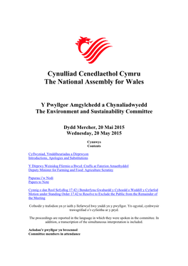 Cynulliad Cenedlaethol Cymru the National Assembly for Wales