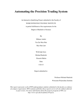 Automating the Precision Trading System