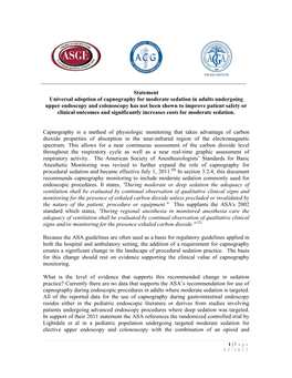 Statement Universal Adoption of Capnography for Moderate Sedation