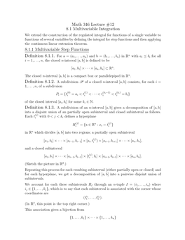 Math 346 Lecture #12 8.1 Multivariable Integration 8.1.1