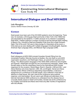 Intercultural Dialogue and Deaf HIV/AIDS