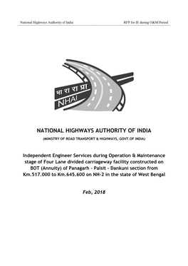 National Highways Authority of India RFP for IE During O&M Period