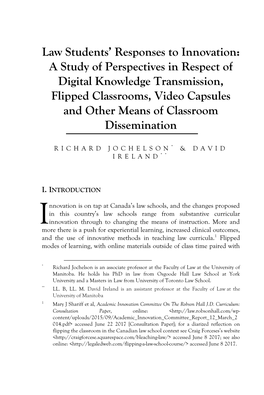 Law Students' Responses to Innovation: a Study Of