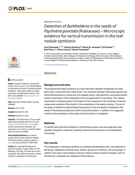 Detection of Burkholderia in the Seeds of Psychotria Punctata (Rubiaceae) – Microscopic Evidence for Vertical Transmission in the Leaf Nodule Symbiosis