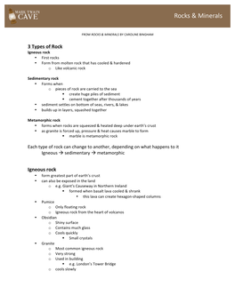 3 Types of Rock Igneous Rock • First Rocks • Form from Molten Rock That Has Cooled & Hardened O Like Volcanic Rock