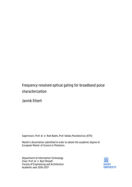 Jannik Ehlert Characterization Frequency-Resolved Optical Gating