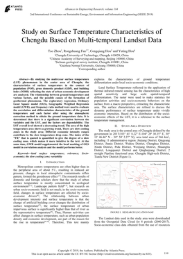 Study on Surface Temperature Characteristics of Chengdu Based on Multi-Temporal Landsat Data