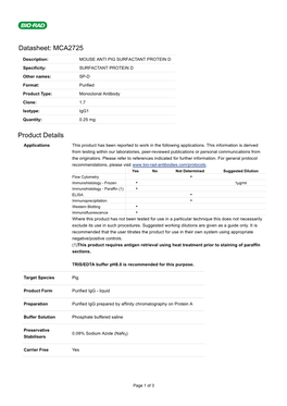 Datasheet: MCA2725 Product Details