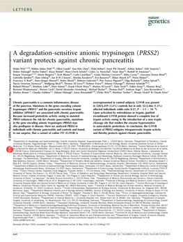 PRSS2) Variant Protects Against Chronic Pancreatitis