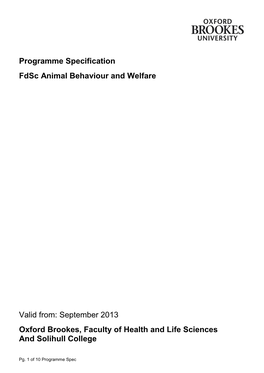 Programme Specification