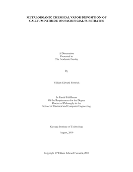 Metalorganic Chemical Vapor Deposition of Gallium Nitride on Sacrificial Substrates