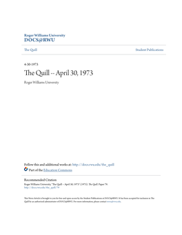 The Quill -- April 30, 1973 Roger Williams University