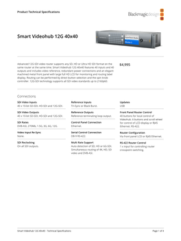 Smart Videohub – Tech Specs | Blackmagic Design