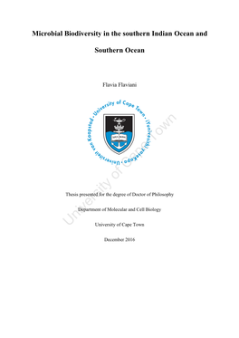 Microbial Biodiversity in the Southern Indian Ocean and Southern Ocean
