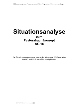 Situationsanalyse Zum Pastoralraumkonzept: Möhlin, Wegenstetten-Hellikon, Zeiningen, Zuzgen