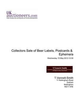 Collectors Sale of Beer Labels, Postcards & Ephemera