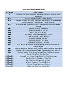 Barton Peveril College Bus Routes Bus Route Areas Covered 5