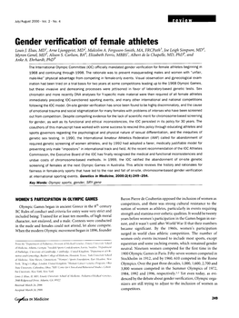 Gender Verification of Female Athletes Louis J