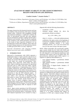 Analysis of Orbit Stability in the Geosynchronous Region for End-Of-Life Disposal