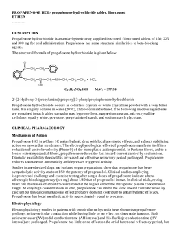 PROPAFENONE HCL- Propafenone Hydrochloride Tablet, Film Coated ETHEX