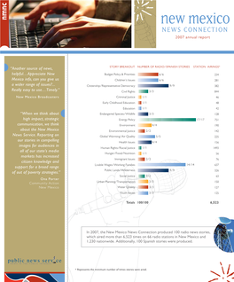 New Mexico NEWS CONNECTION 2007 Annual Report