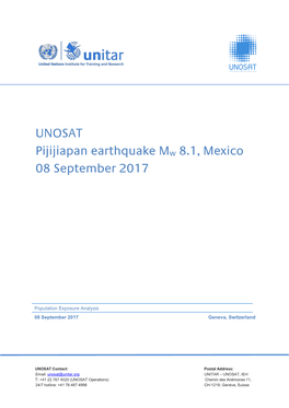 UNOSAT Pijijiapan Earthquake Mw 8.1, Mexico 08 September 2017