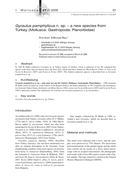 Gyraulus Pamphylicus N. Sp. – a New Species from Turkey (Mollusca: Gastropoda: Planorbidae)