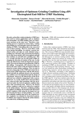 Investigation of Optimum Grinding Condition Using Cbn Electroplated End-Mill for CFRP Machining