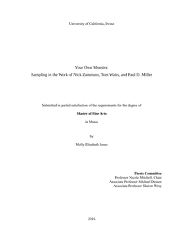 Sampling in the Work of Nick Zammuto, Tom Waits, and Paul D