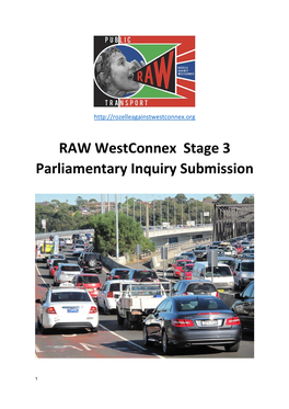 RAW Westconnex Stage 3 Parliamentary Inquiry Submission