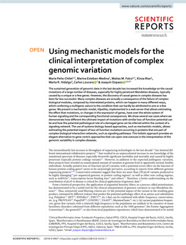 Using Mechanistic Models for the Clinical Interpretation of Complex Genomic Variation María Peña-Chilet1,2, Marina Esteban-Medina1, Matias M