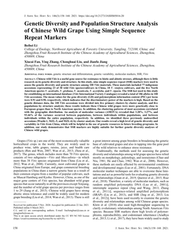 Genetic Diversity and Population Structure Analysis of Chinese Wild Grape Using Simple Sequence Repeat Markers