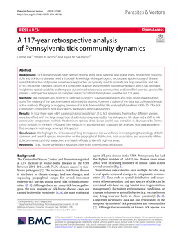 A 117-Year Retrospective Analysis of Pennsylvania Tick Community