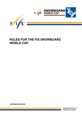 Rules for the Fis Snowboard World Cup