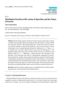 Distribution Function of the Atoms of Spacetime and the Nature of Gravity