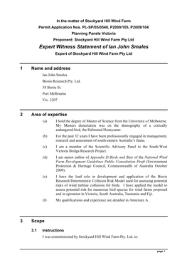 Expert Witness Statement of Ian John Smales Expert of Stockyard Hill Wind Farm Pty Ltd