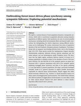 Outbreaking Forest Insect Drives Phase Synchrony Among Sympatric Folivores: Exploring Potential Mechanisms