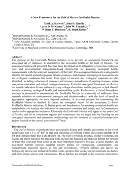 Gulf of Mexico Ecohealth Metrics