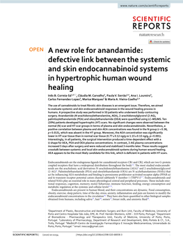 A New Role for Anandamide: Defective Link Between the Systemic and Skin Endocannabinoid Systems in Hypertrophic Human Wound Healing Inês B