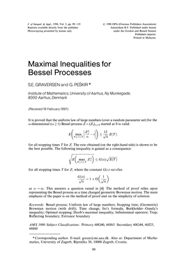 Bessel Processes