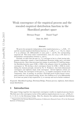 Weak Convergence of the Empirical Process and the Rescaled Em- Pirical Distribution Function in the Skorokhod Produkt Space