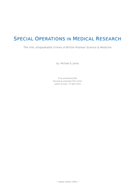 Special Operations in Medical Research – Report