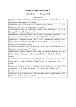 Journal of Geosciences Research Vol. 4, No. 1 January 2019