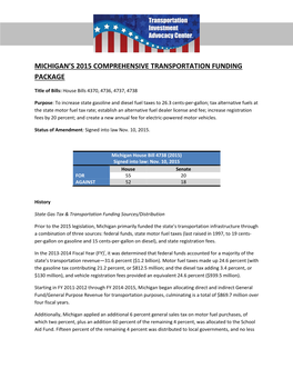 Michigan Transportation Funding Package